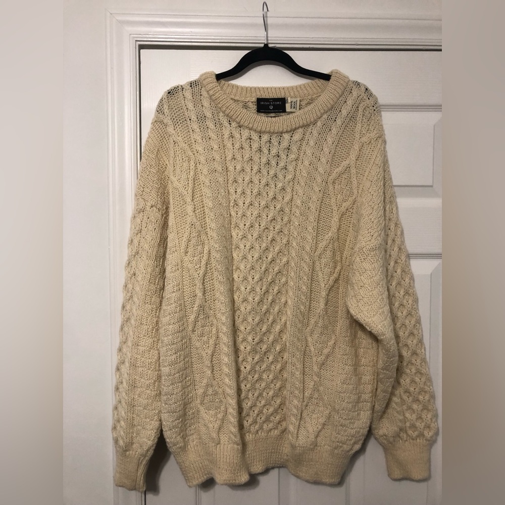 Irish Aran Sweater. 100% Wool. XXL